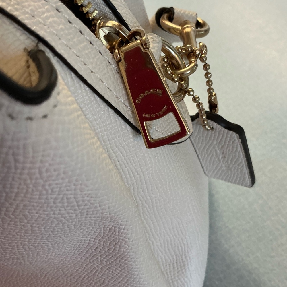 COACH Pebbled Leather Mini Satchel in off white/ cream - Picture 4 of 10
